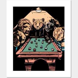 Big Cat Billiards // Funny Animals Playing Pool Posters and Art